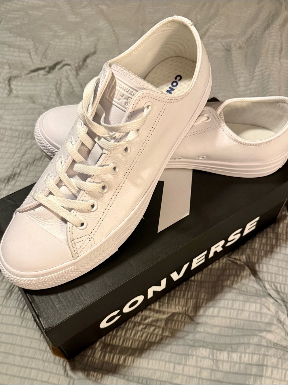 Converse White Leather Low-Top Sneakers